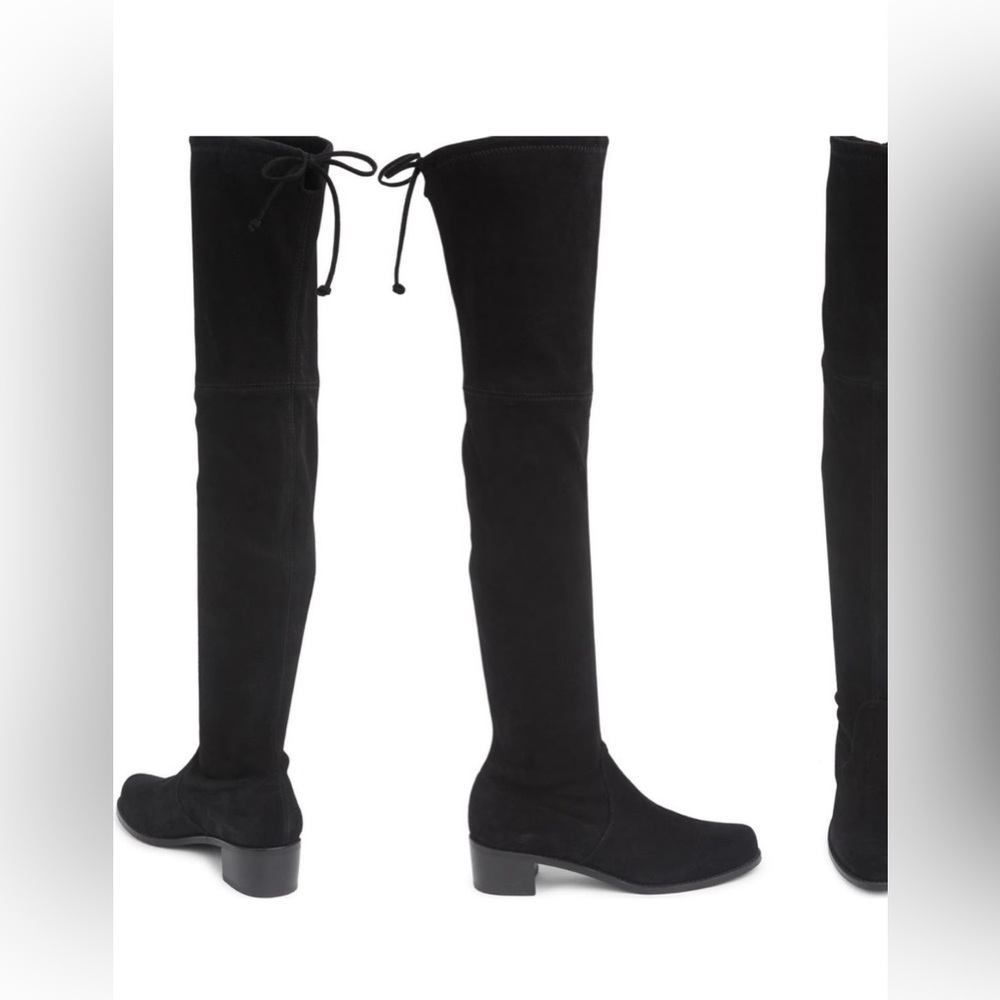 Stuart Weitzman Elevated Black Suede Over The Knee Boots